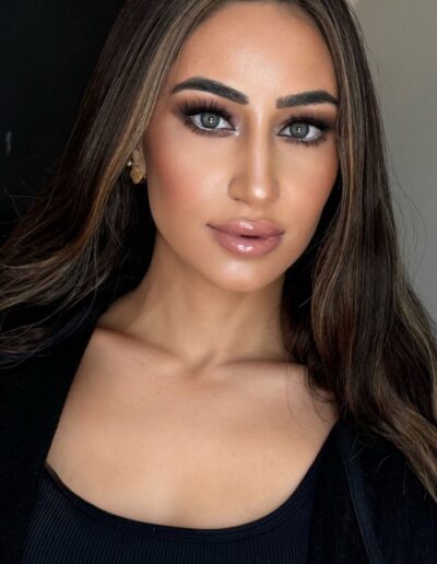 Elegant bridal hairstyle paired with soft glam makeup – Glam by Duaa