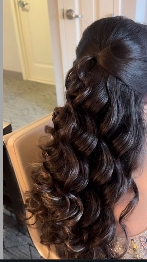 Full glam makeup and Hollywood waves bridal hair Stafford VA