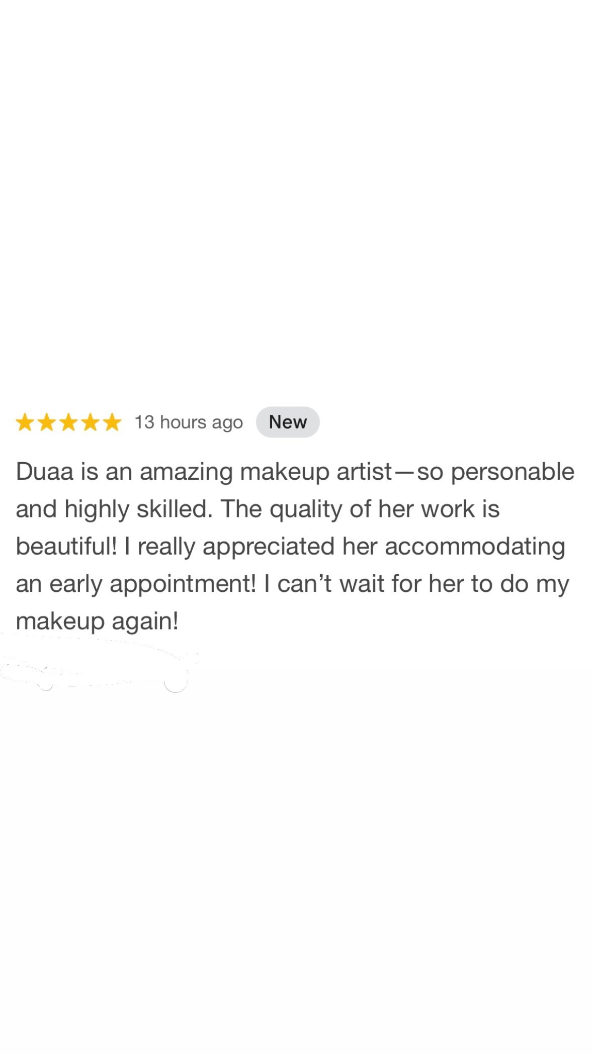 testimonial review 03 - Glam By Duaa Five-star bridal hair and makeup review calling Duaa an amazing, personable and highly skilled makeup artist